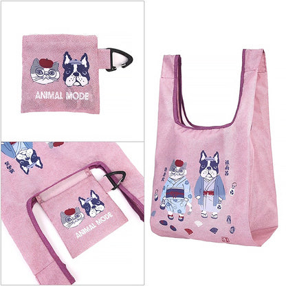 Sac de courses pliable Kusuguru avec motif chat japonais