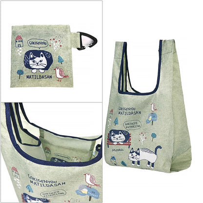 Sac de courses pliable Kusuguru avec motif chat japonais