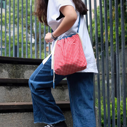 Sac à bandoulière artisanal en coton à carreaux