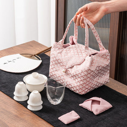 Sac de rangement pour accessoires à thé en brocart