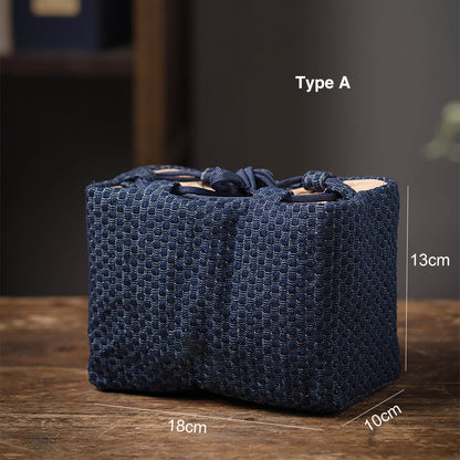 Sac de théière indigo traditionnel en coton