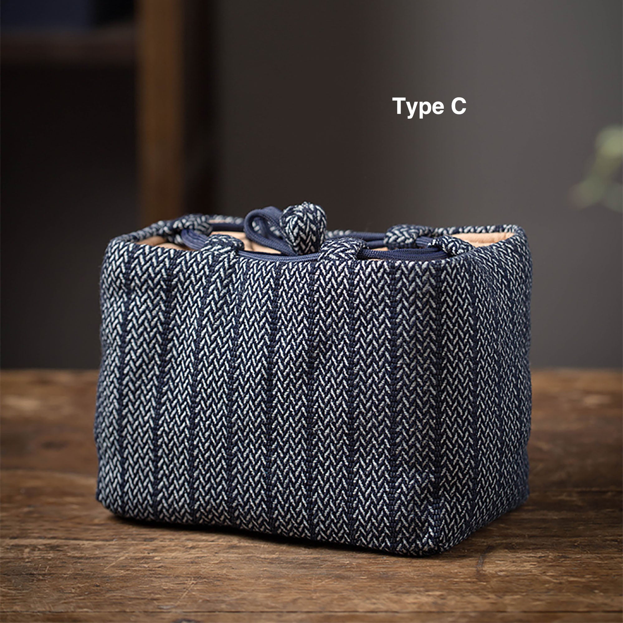 Sac de théière indigo traditionnel en coton