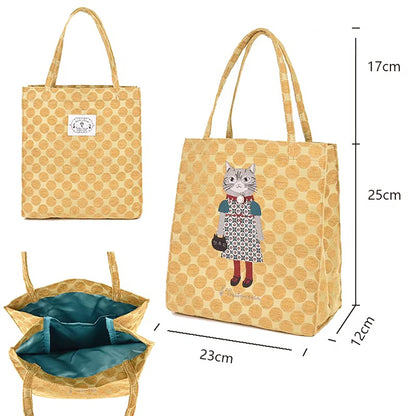 Sac fourre-tout Kusuguru en jacquard chenille motif chat