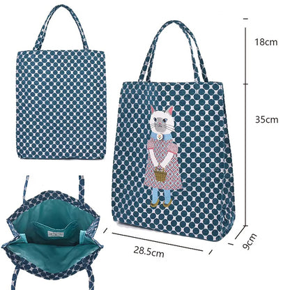 Sac fourre-tout Kusuguru en jacquard chenille motif chat