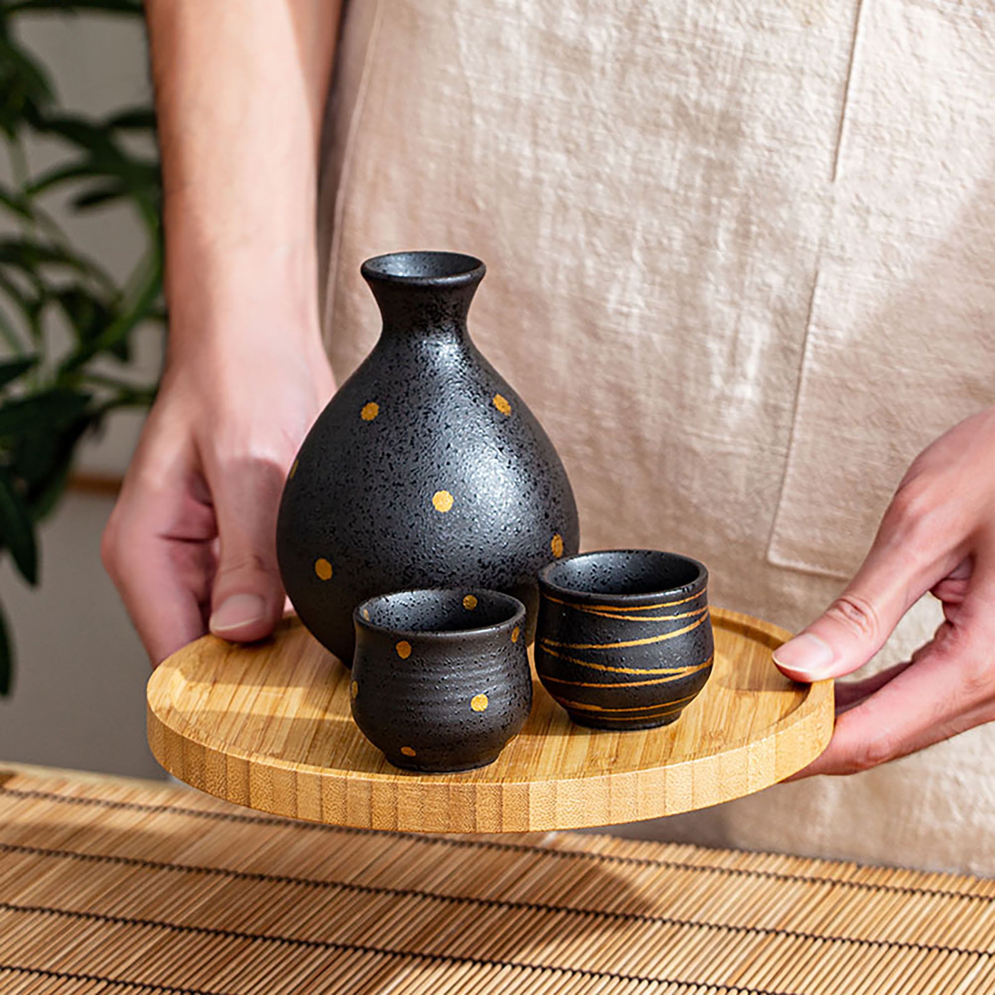 Service à saké en céramique Mino-yaki