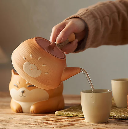 Théière et Réchaud à thé en céramique brute de Jingdezhen