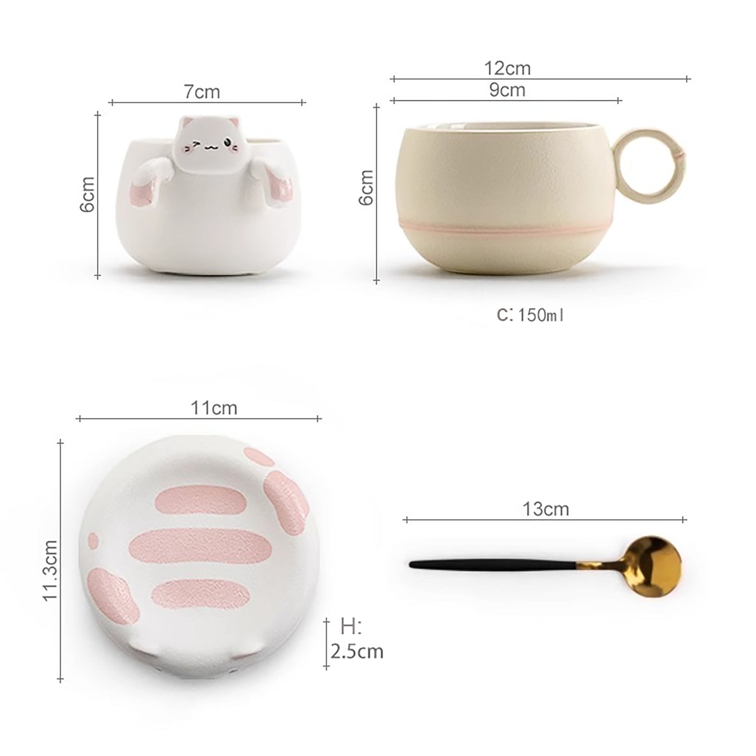 Mug en céramique avec filtre en forme de chat porte-bonheur