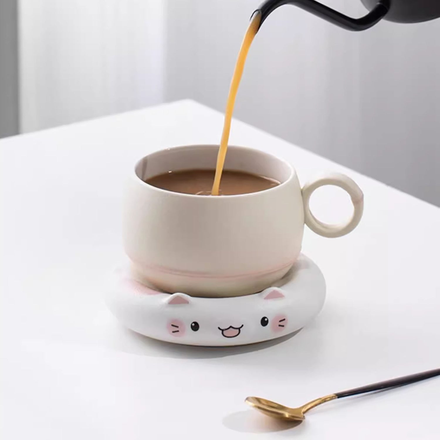 Mug en céramique avec filtre en forme de chat porte-bonheur