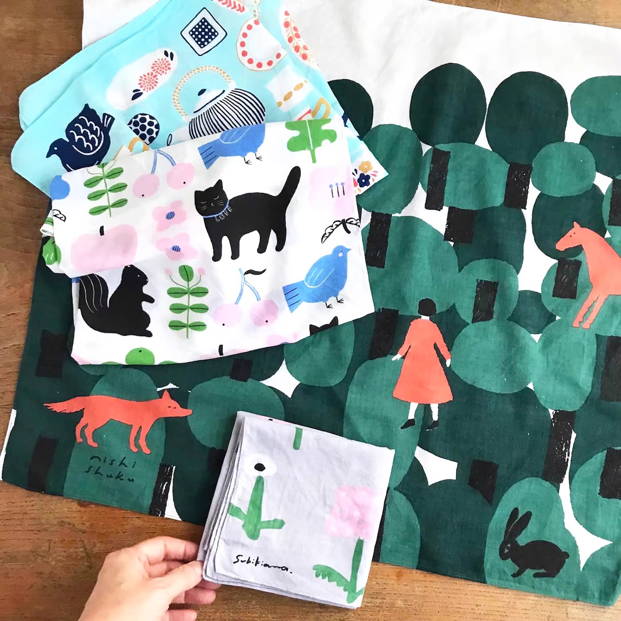 Furoshiki artistique japonais illustré multifonction