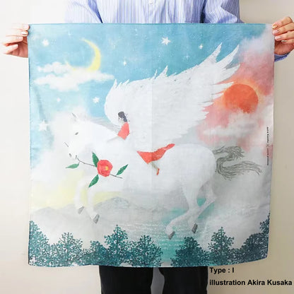 Furoshiki artistique japonais illustré multifonction