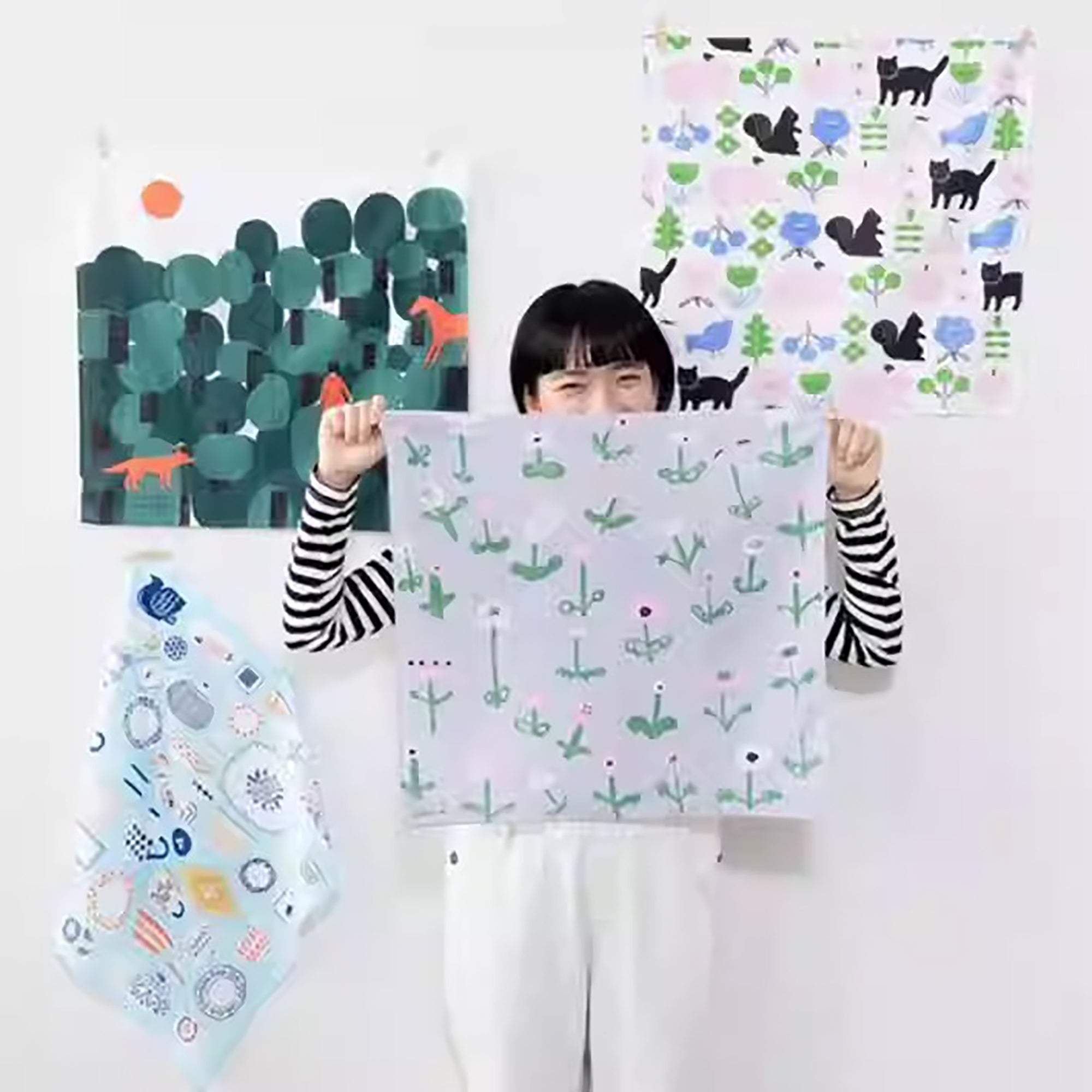 Furoshiki artistique japonais illustré multifonction
