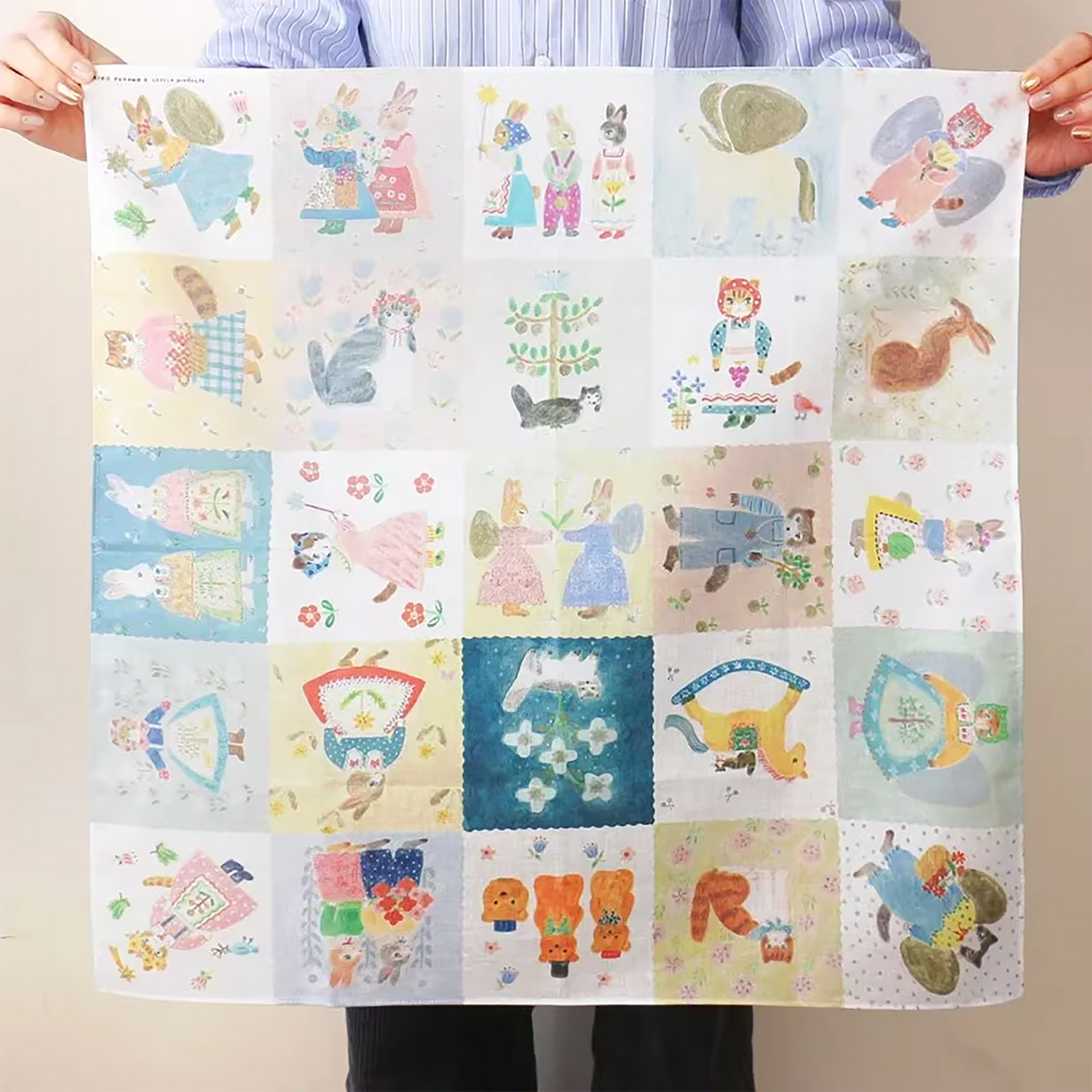 Furoshiki artistique japonais illustré multifonction