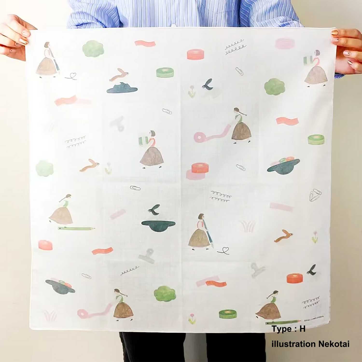 Furoshiki artistique japonais illustré multifonction