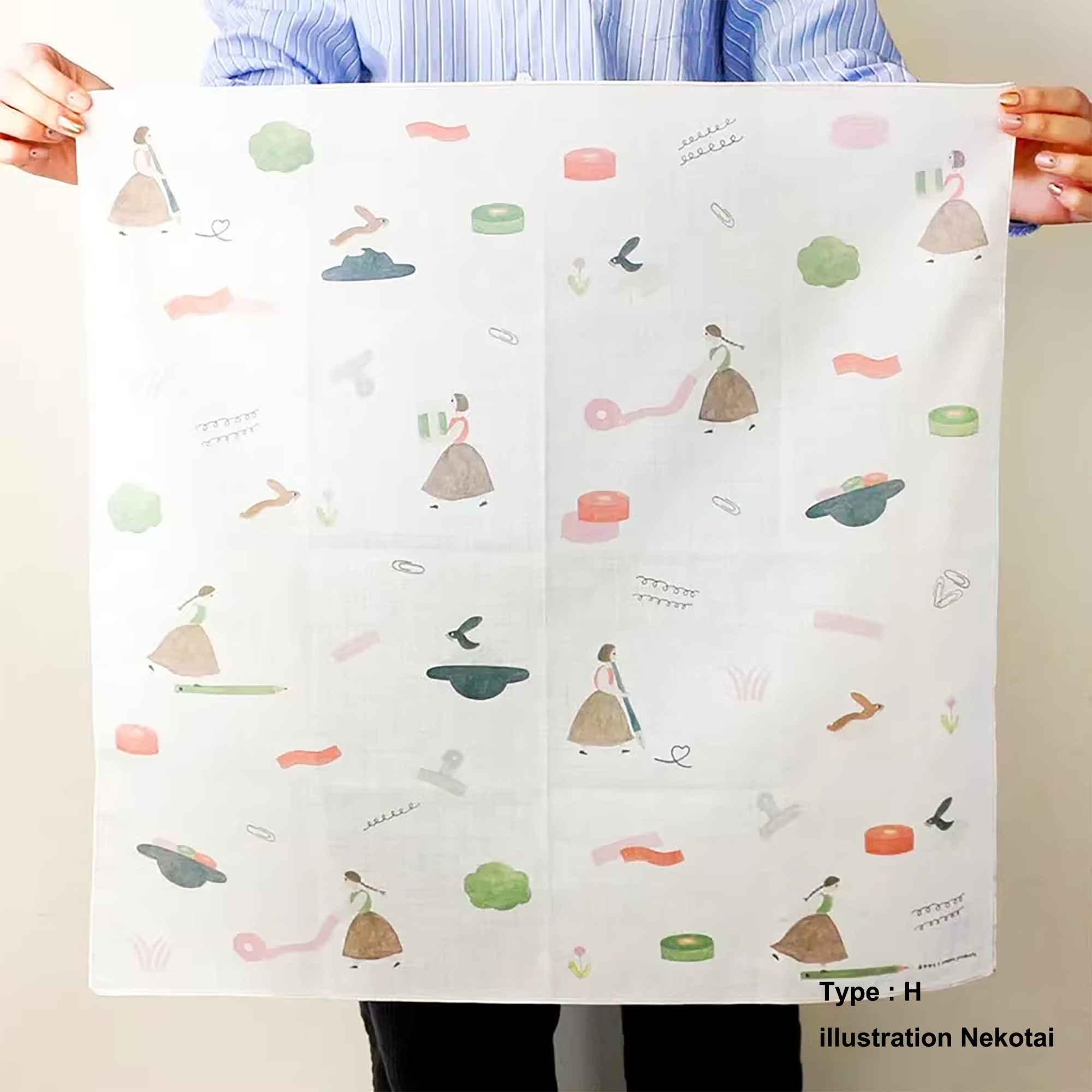 Furoshiki artistique japonais illustré multifonction
