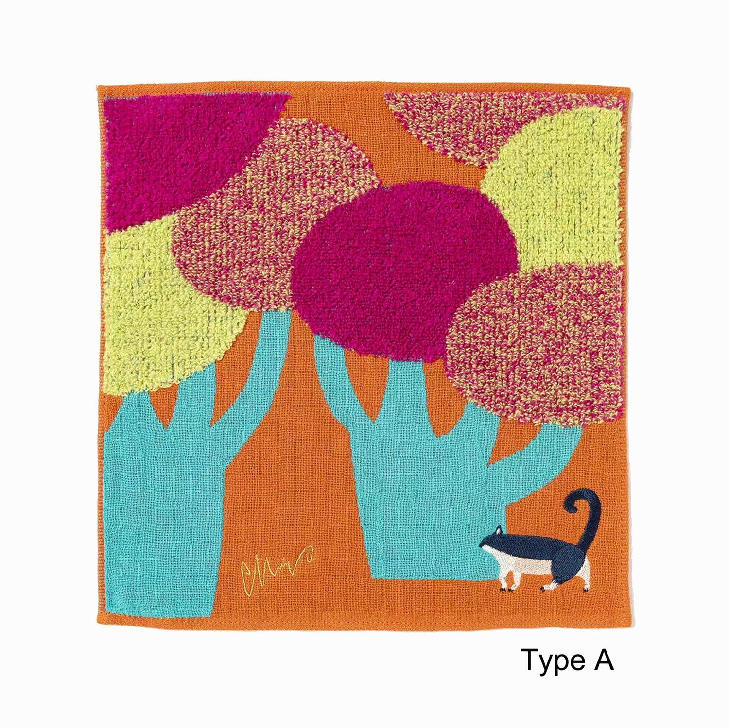Serviette Morita MiW brodée en coton – série animaux de la forêt