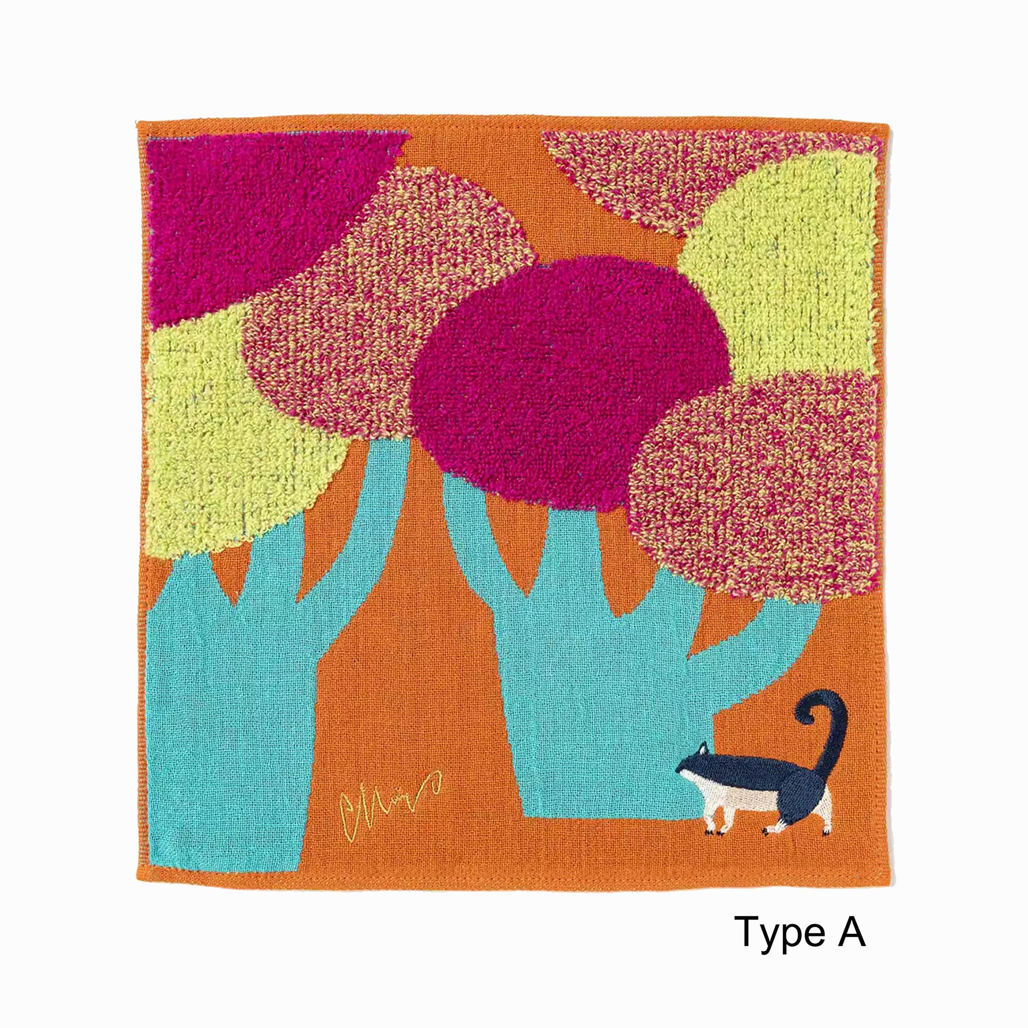 Serviette Morita MiW brodée en coton – série animaux de la forêt