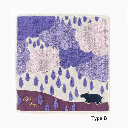 Serviette Morita MiW brodée en coton – série animaux de la forêt
