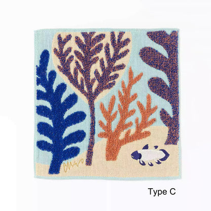 Serviette Morita MiW brodée en coton – série animaux de la forêt
