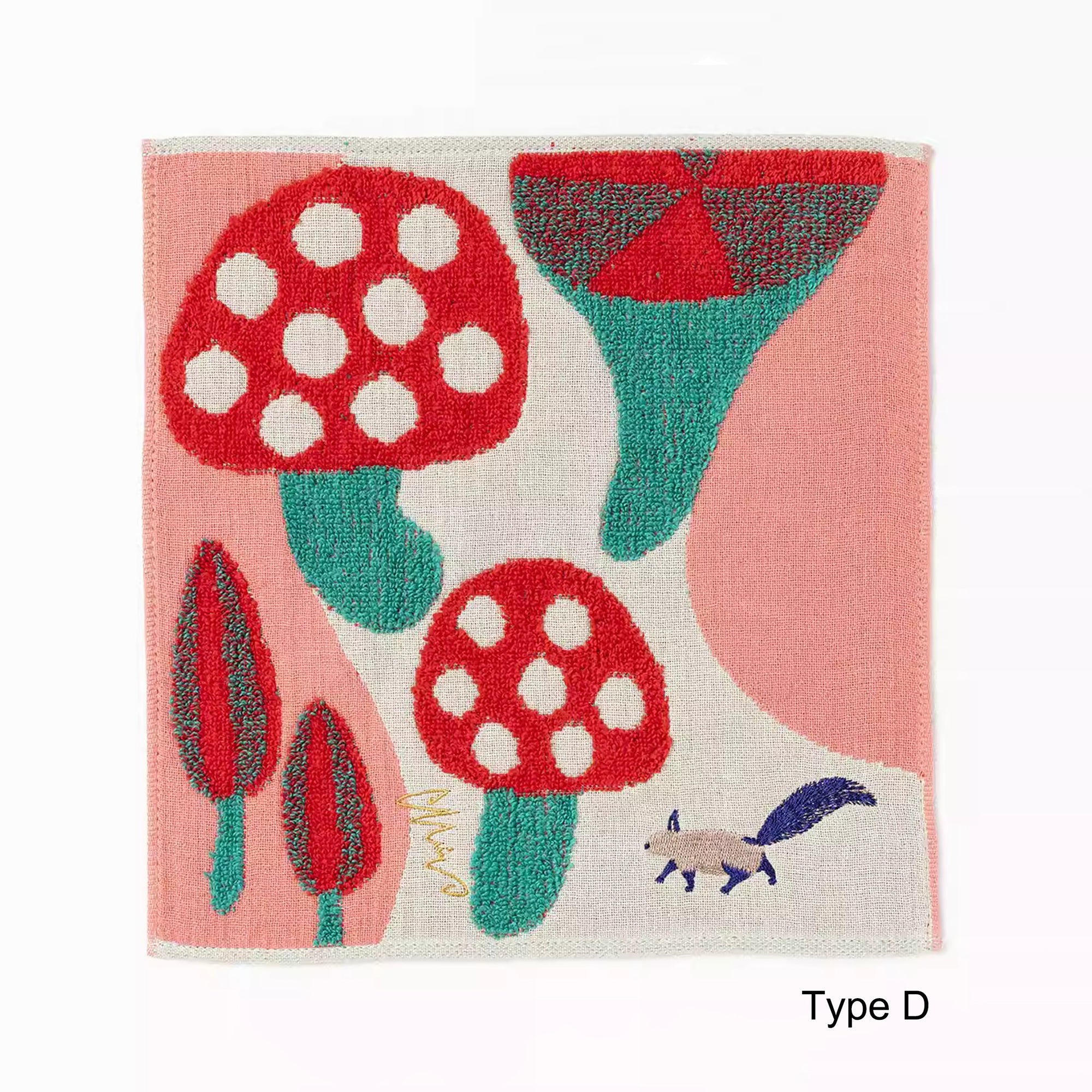 Serviette Morita MiW brodée en coton – série animaux de la forêt