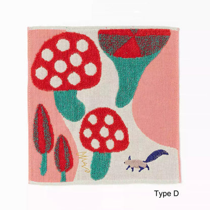 Serviette Morita MiW brodée en coton – série animaux de la forêt