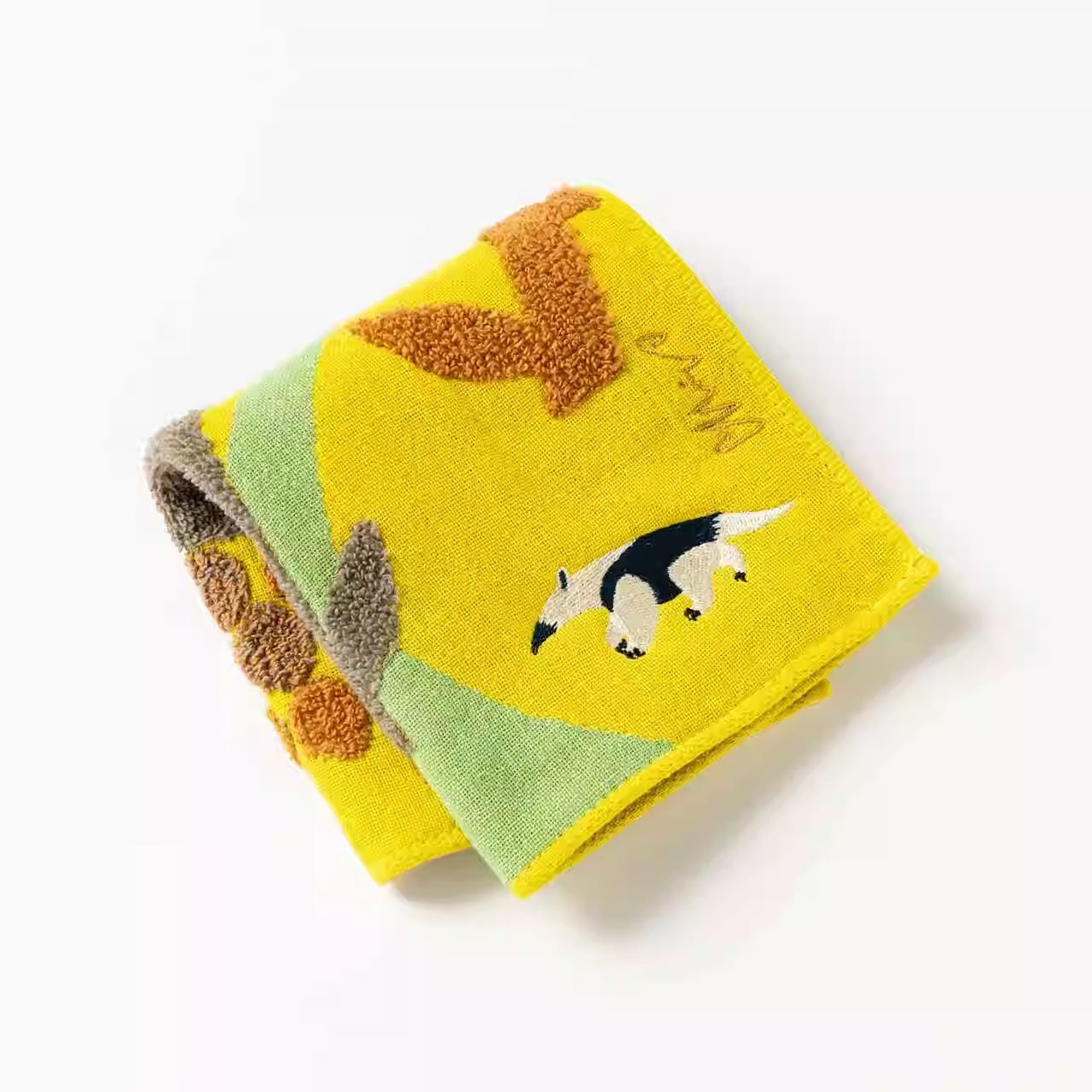 Serviette Morita MiW brodée en coton – série animaux de la forêt