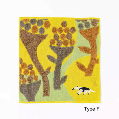 Serviette Morita MiW brodée en coton – série animaux de la forêt