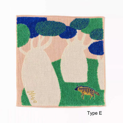 Serviette Morita MiW brodée en coton – série animaux de la forêt