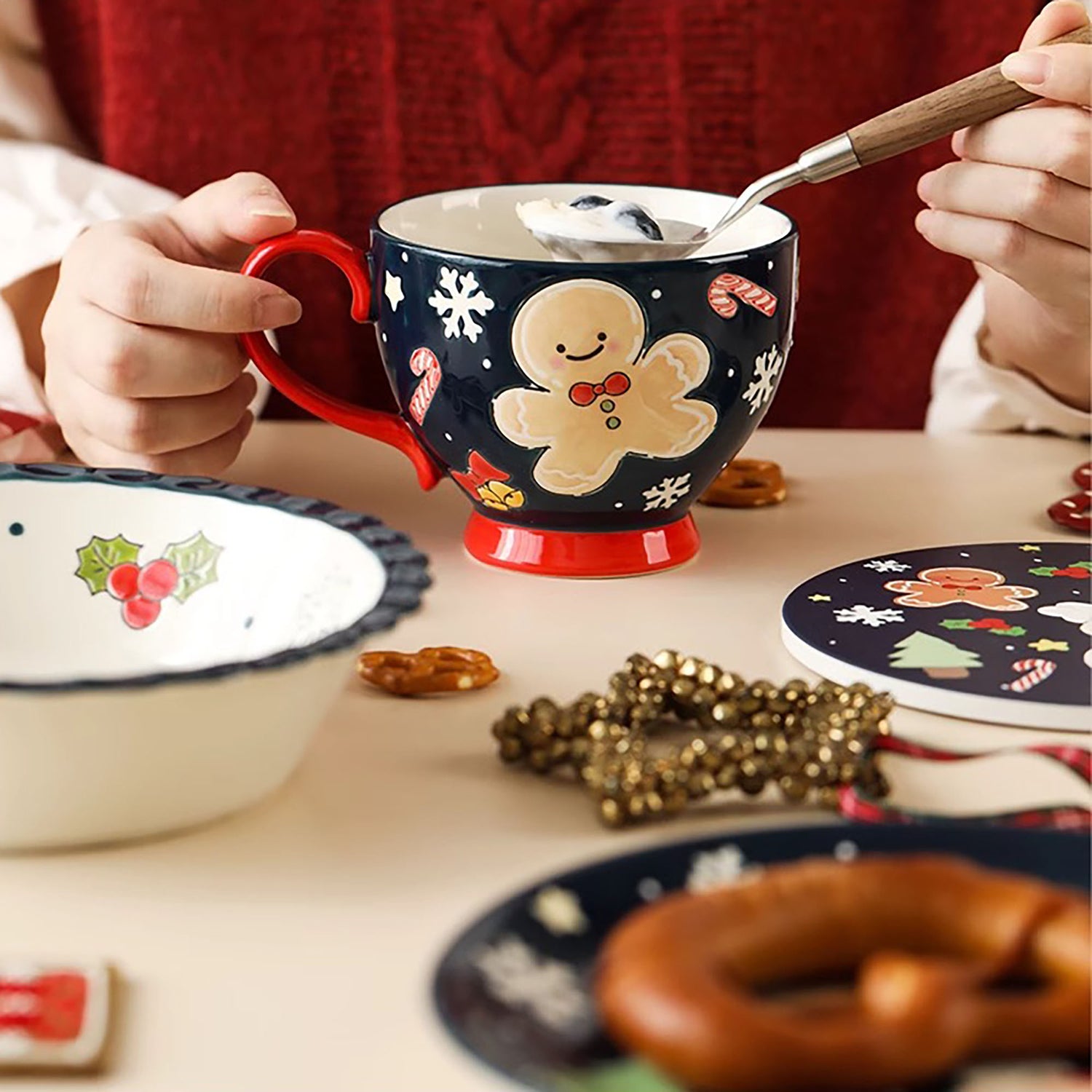 Service de petit-déjeuner en céramique en série Noël