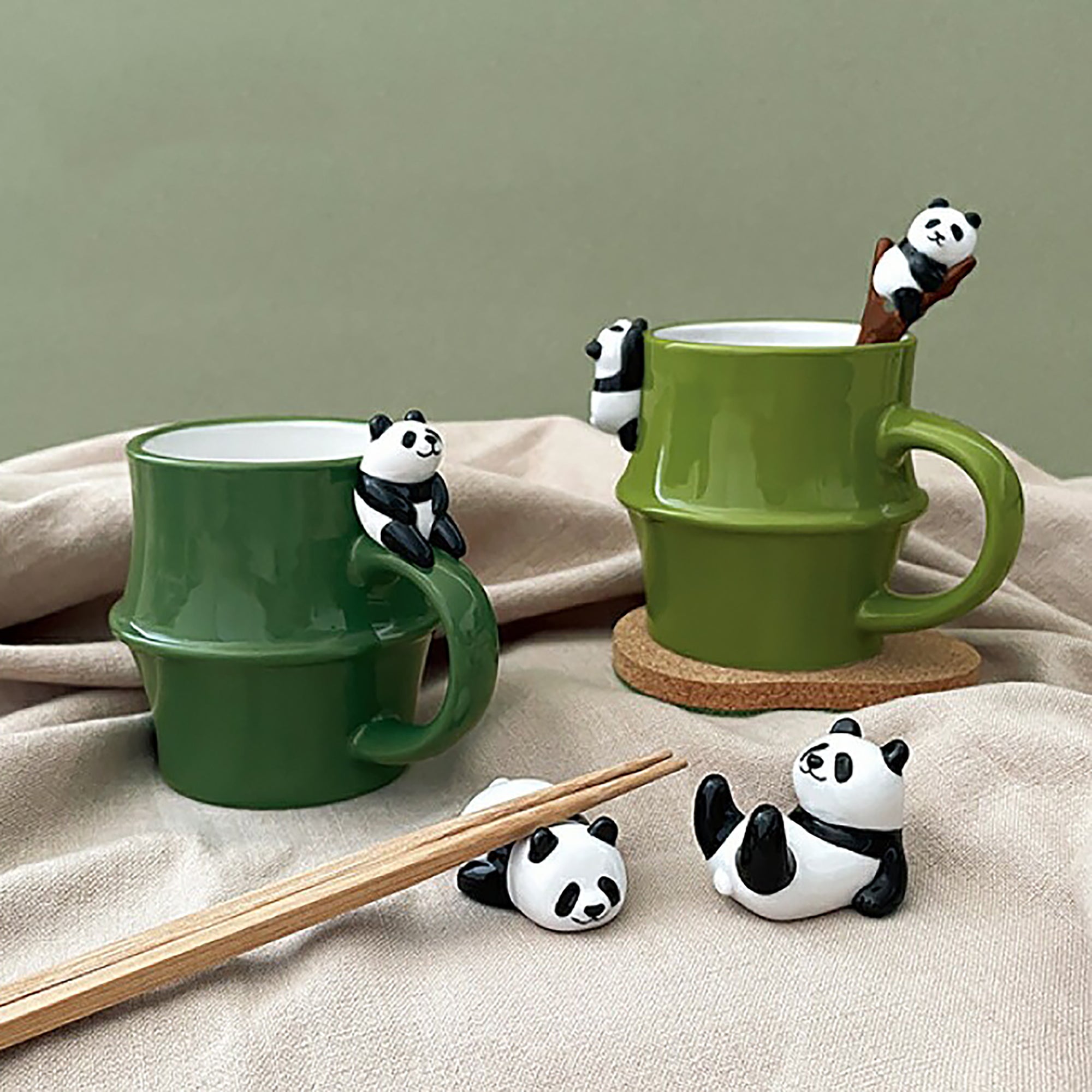 Mug en céramique en forme bambou