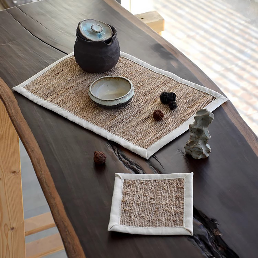 Serviette de table en chanvre tissé à la main