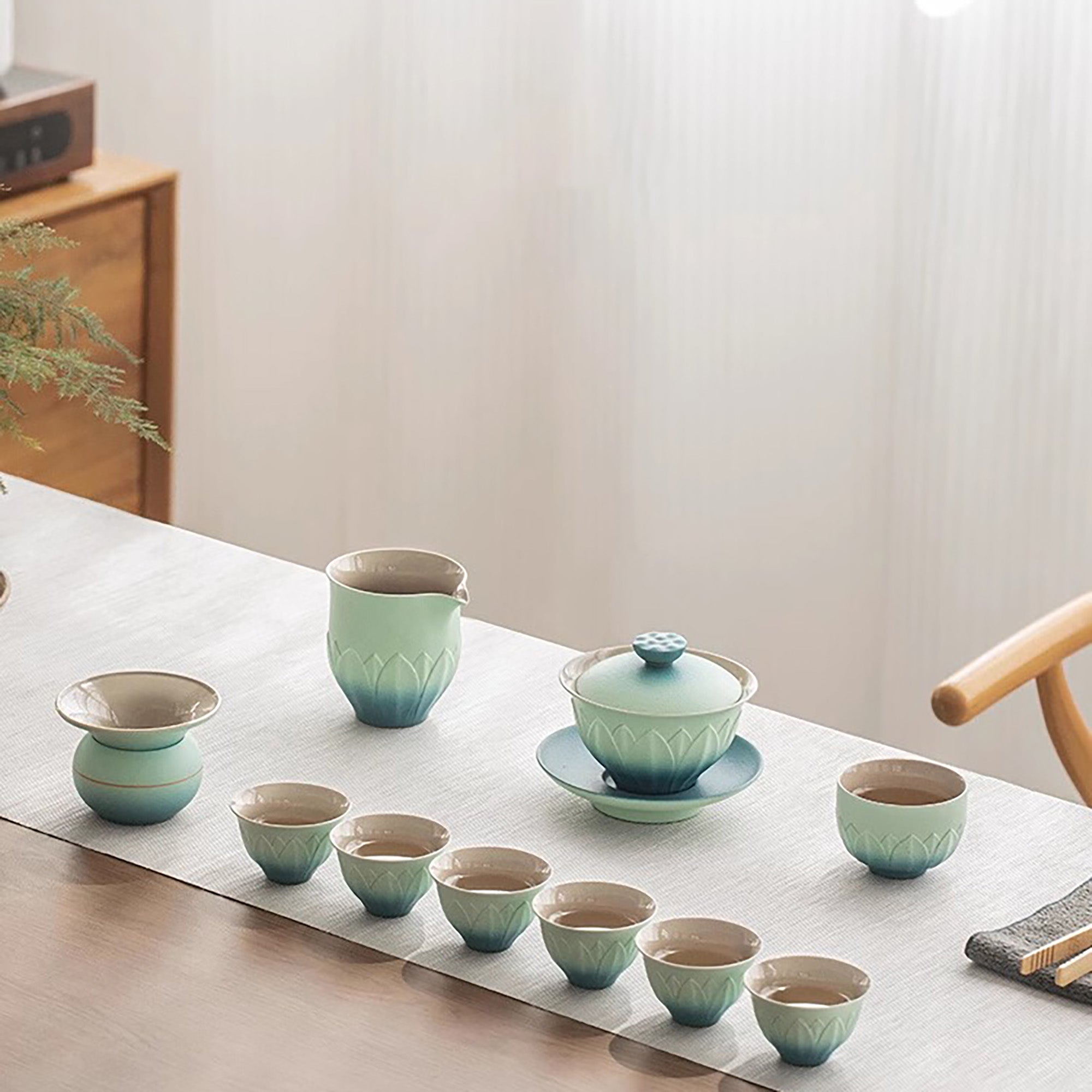 Service à thé Gongfu &quot; Fleur de Lotus &quot; en porcelaine de Jingdezhen