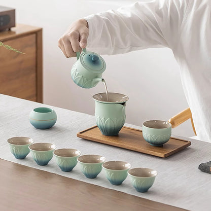 Service à thé Gongfu avec motif Fleur de Lotus Magnifique