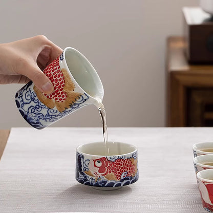 Ensemble de Gaiwan en céramique avec Motif bonheur dragon et poisson