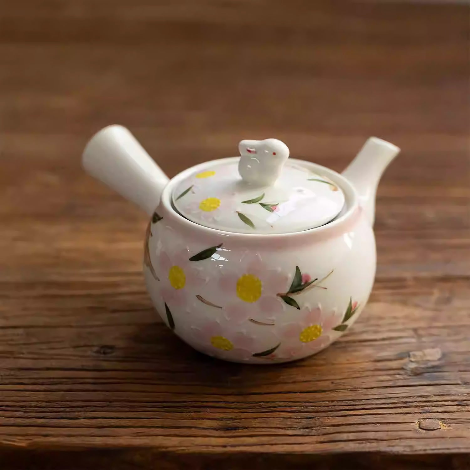 Théière en céramique Seto-yaki à motifs de fleurs de cerisier