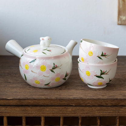 Théière en céramique Seto-yaki à motifs de fleurs de cerisier