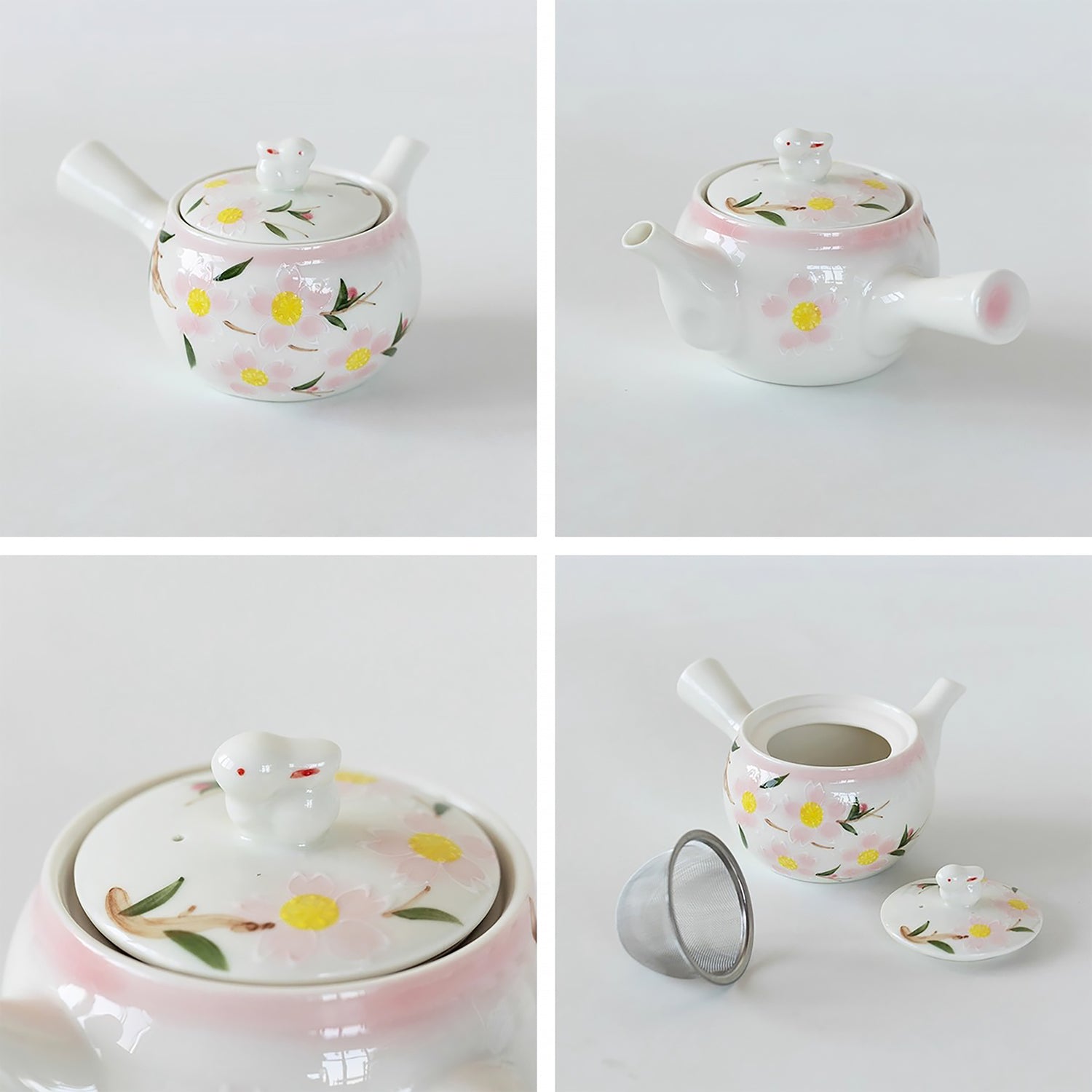 Théière en céramique Seto-yaki à motifs de fleurs de cerisier