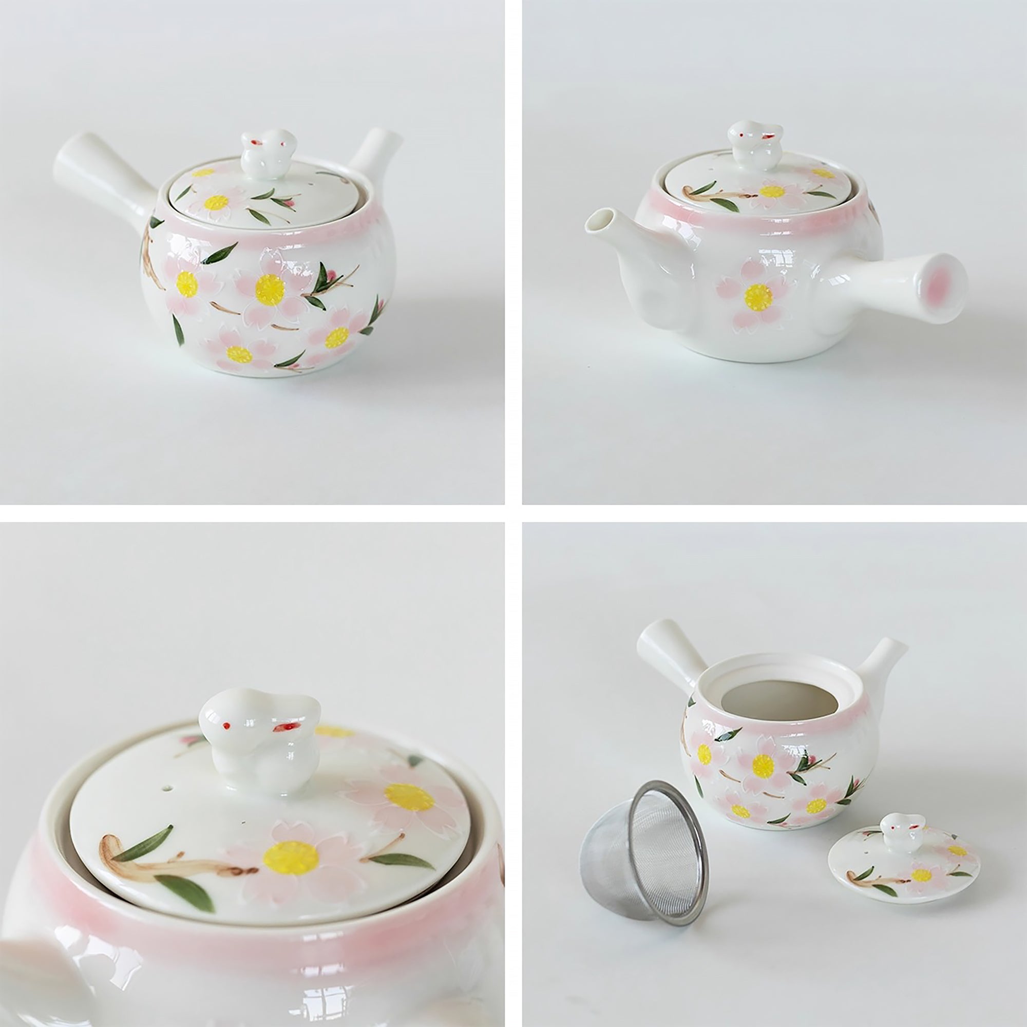 Théière en céramique Seto-yaki à motifs de fleurs de cerisier