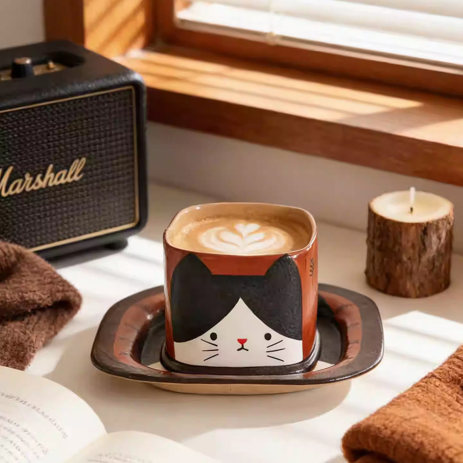Tasse à café carrée en céramique faite main 