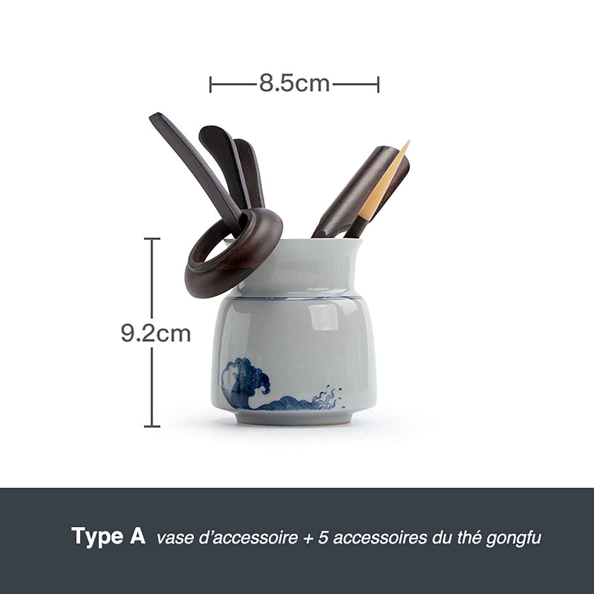 Tonneau à accessoires de thé en porcelaine -Série "Écoute de la mer"