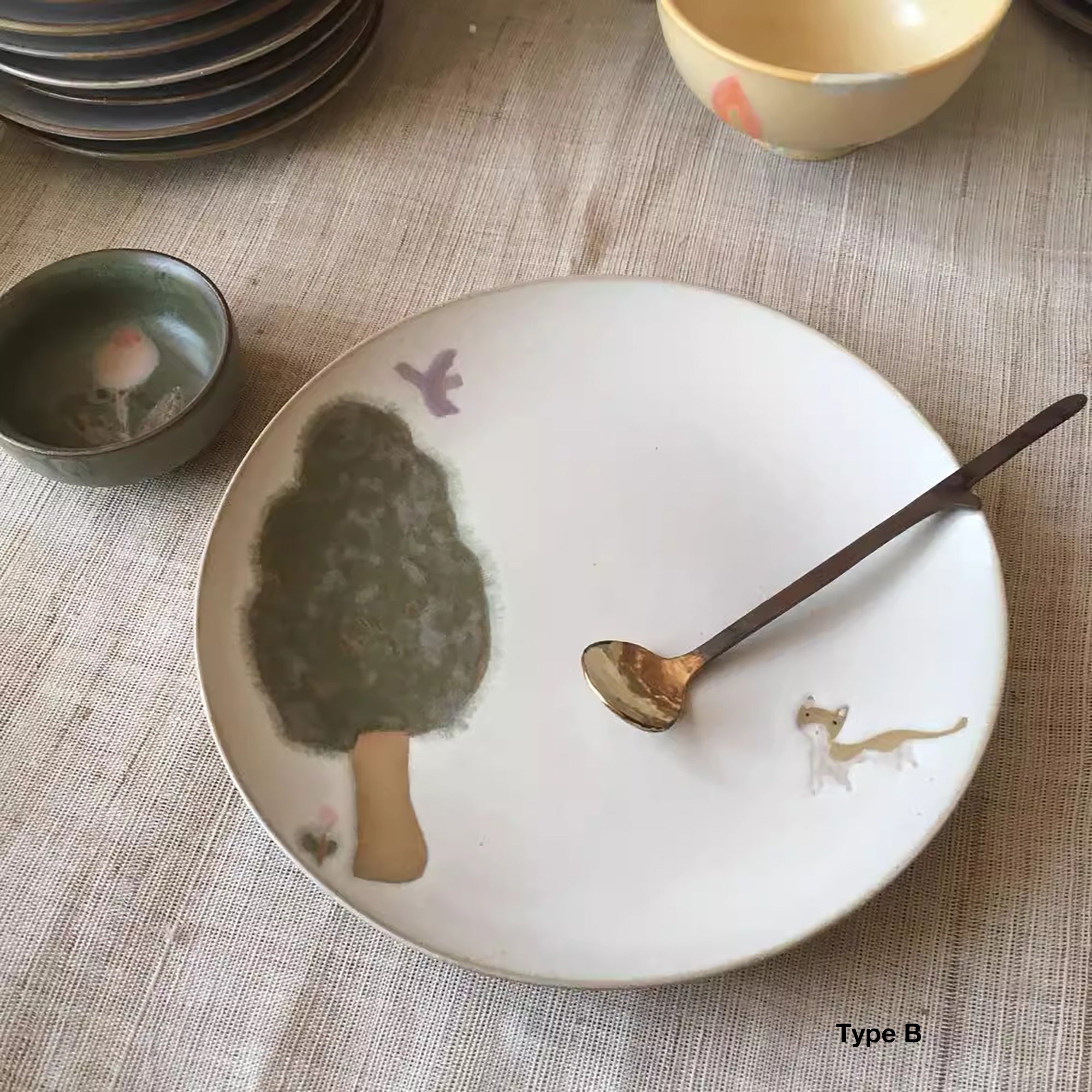 Assiette en Céramique avec motif &quot;Chat en Montagne&quot;