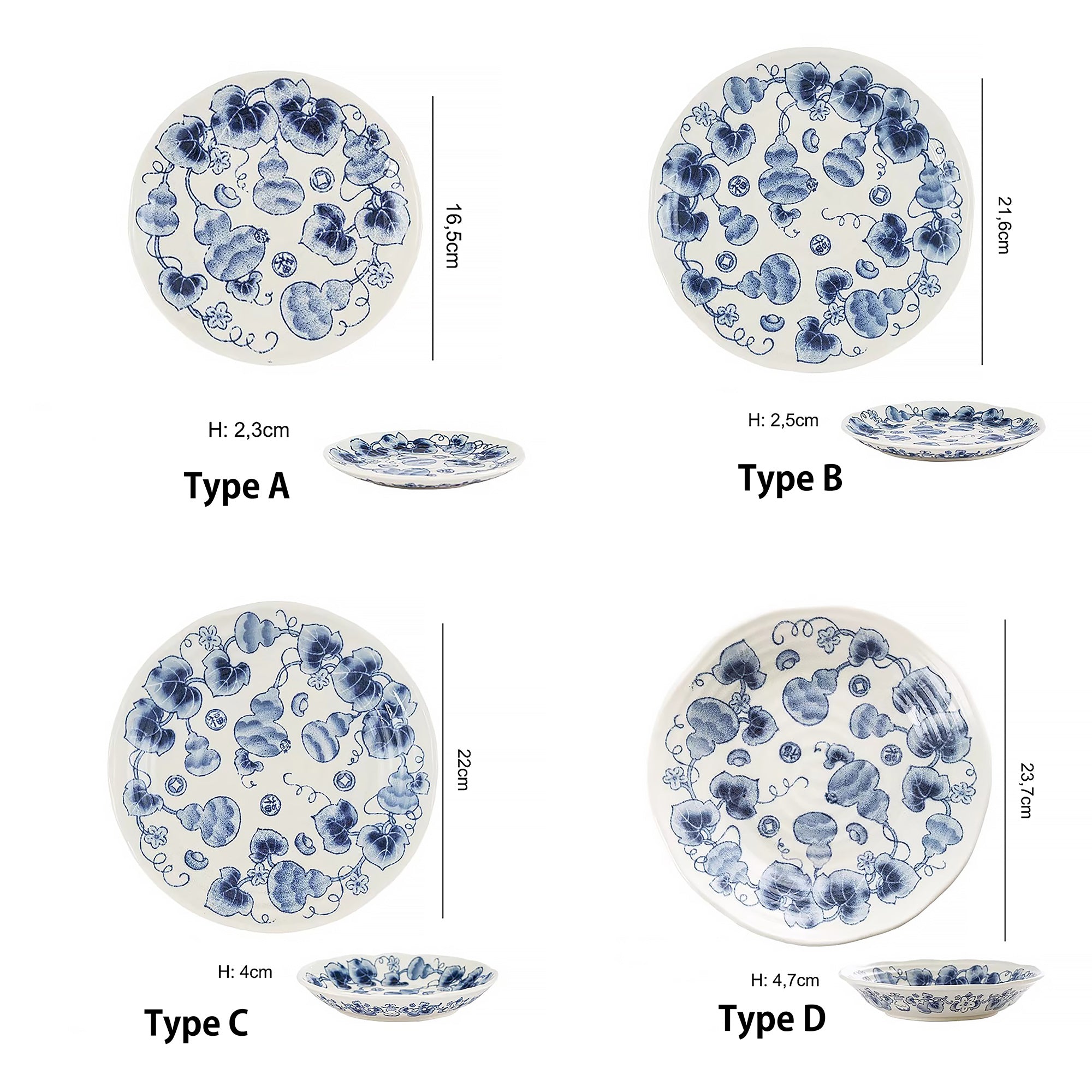 Vaisselle Minoyaki motif calebasse porte-bonheur