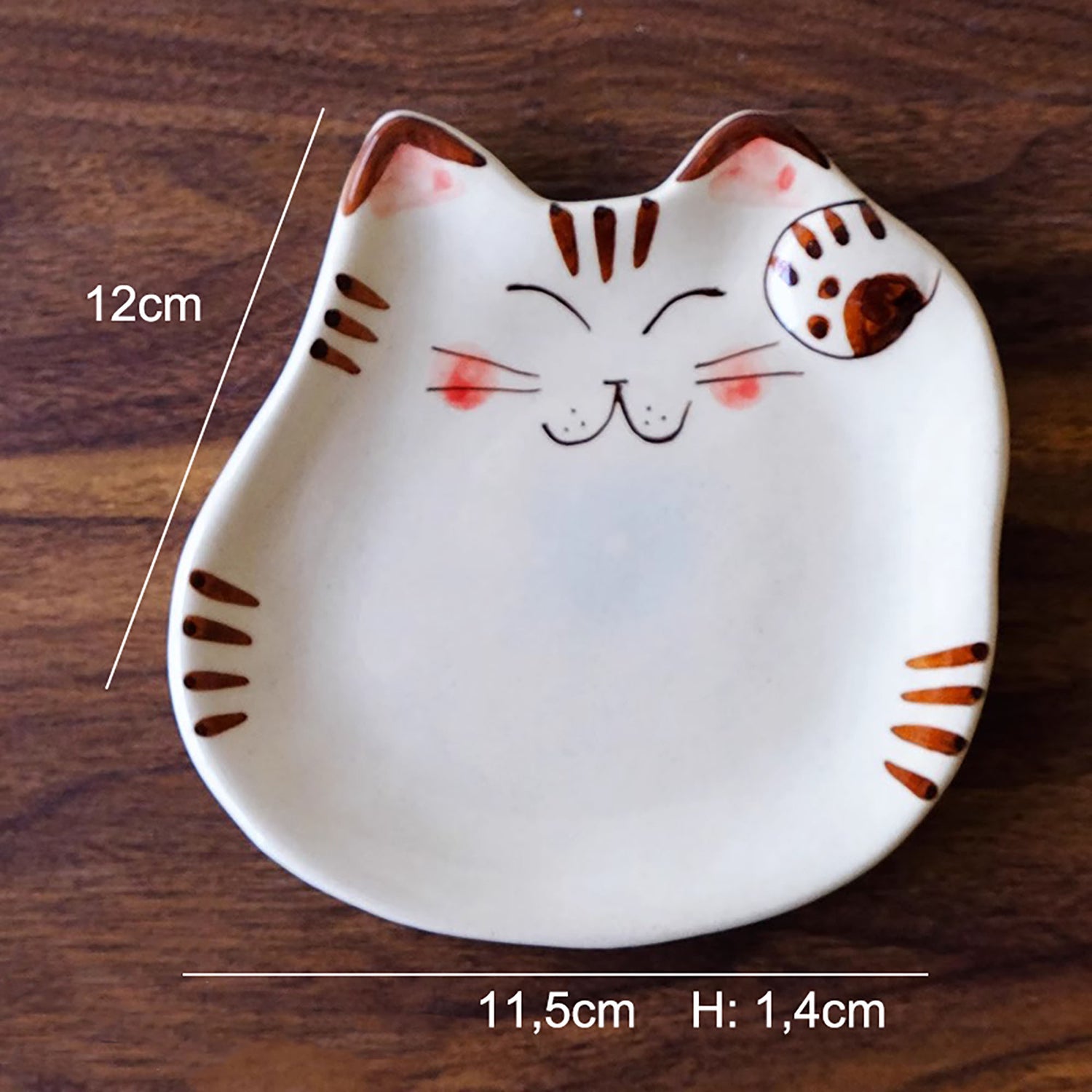 Assiette en forme de chat porte-bonheur Hasami-Yaki