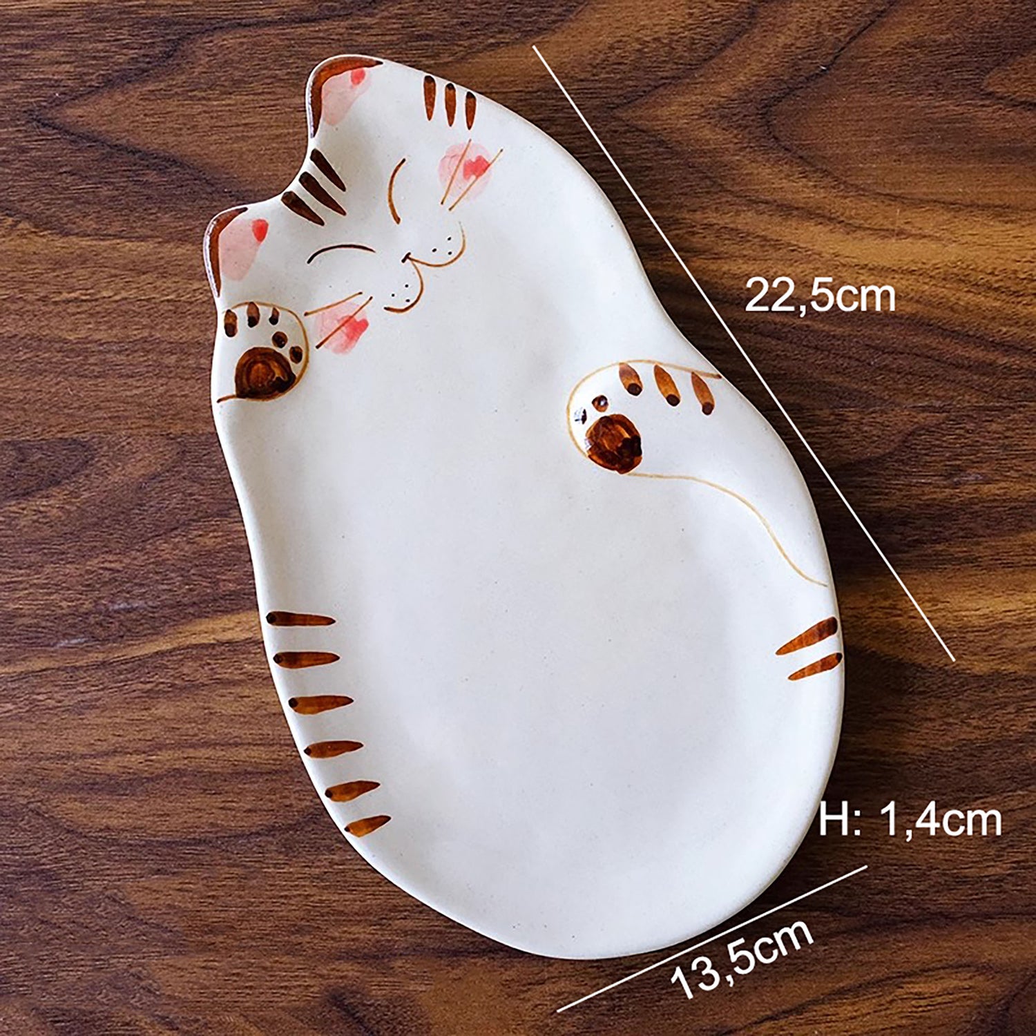 Assiette en forme de chat porte-bonheur Hasami-Yaki