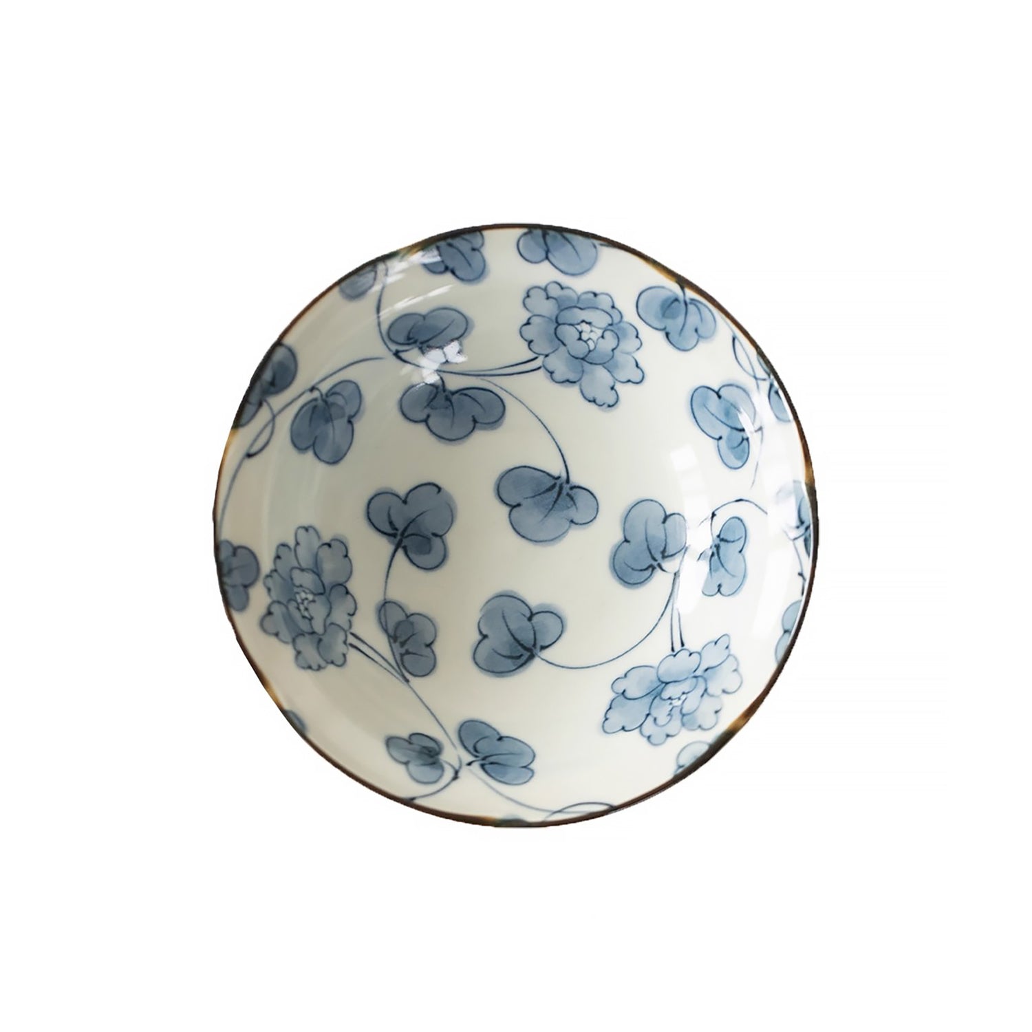 Assiette creuse Minoyaki à motifs bleu et blanc