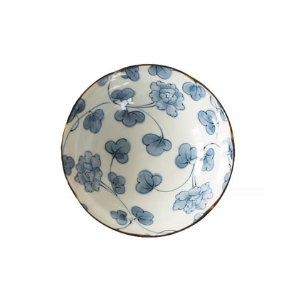 Assiette creuse Minoyaki à motifs bleu et blanc