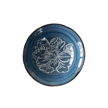 Assiette creuse Minoyaki à motifs bleu et blanc