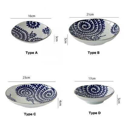 Assiette Minoyaki avec motif tako-karakusa