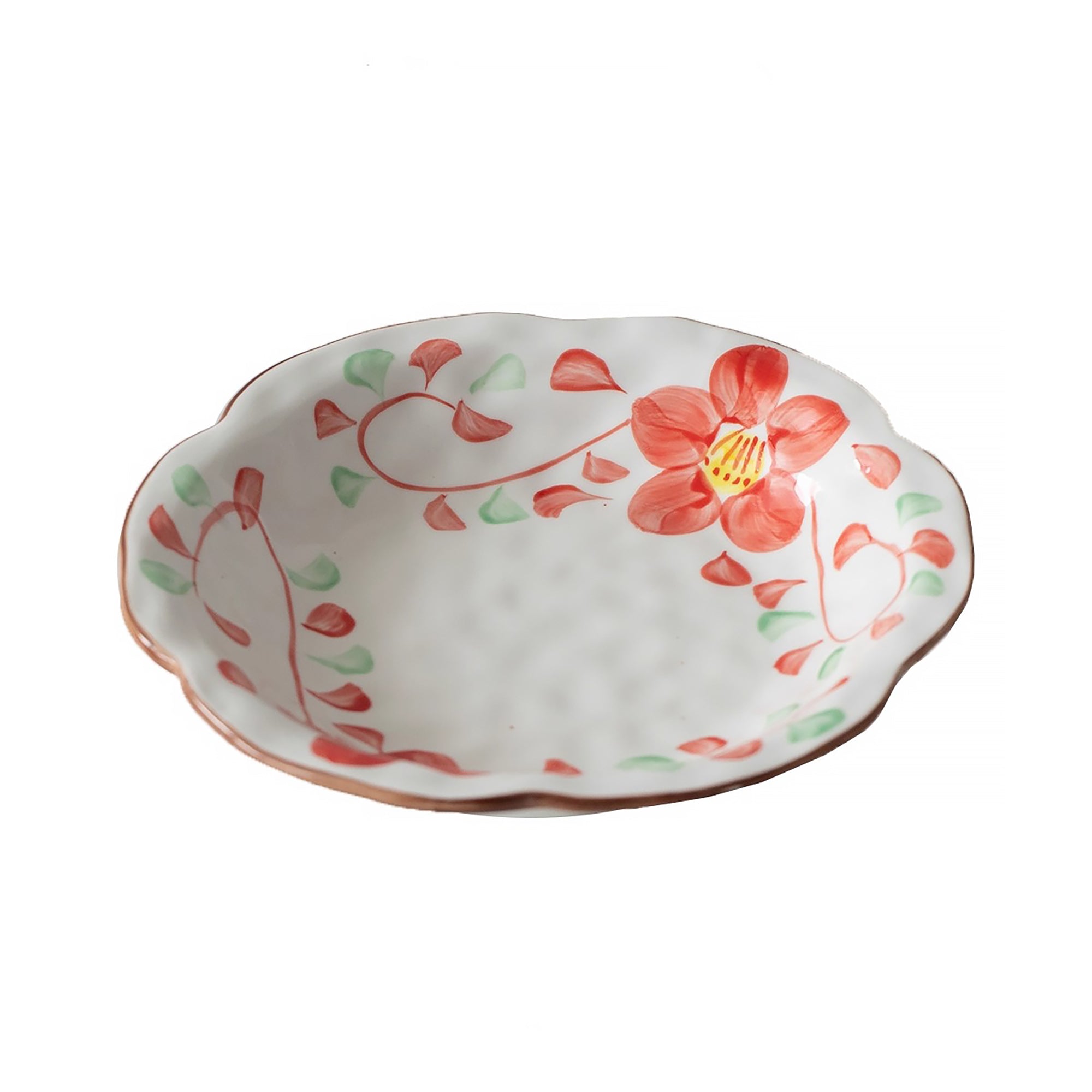 Assiette en céramique Minoyaki style fleurs japonaise