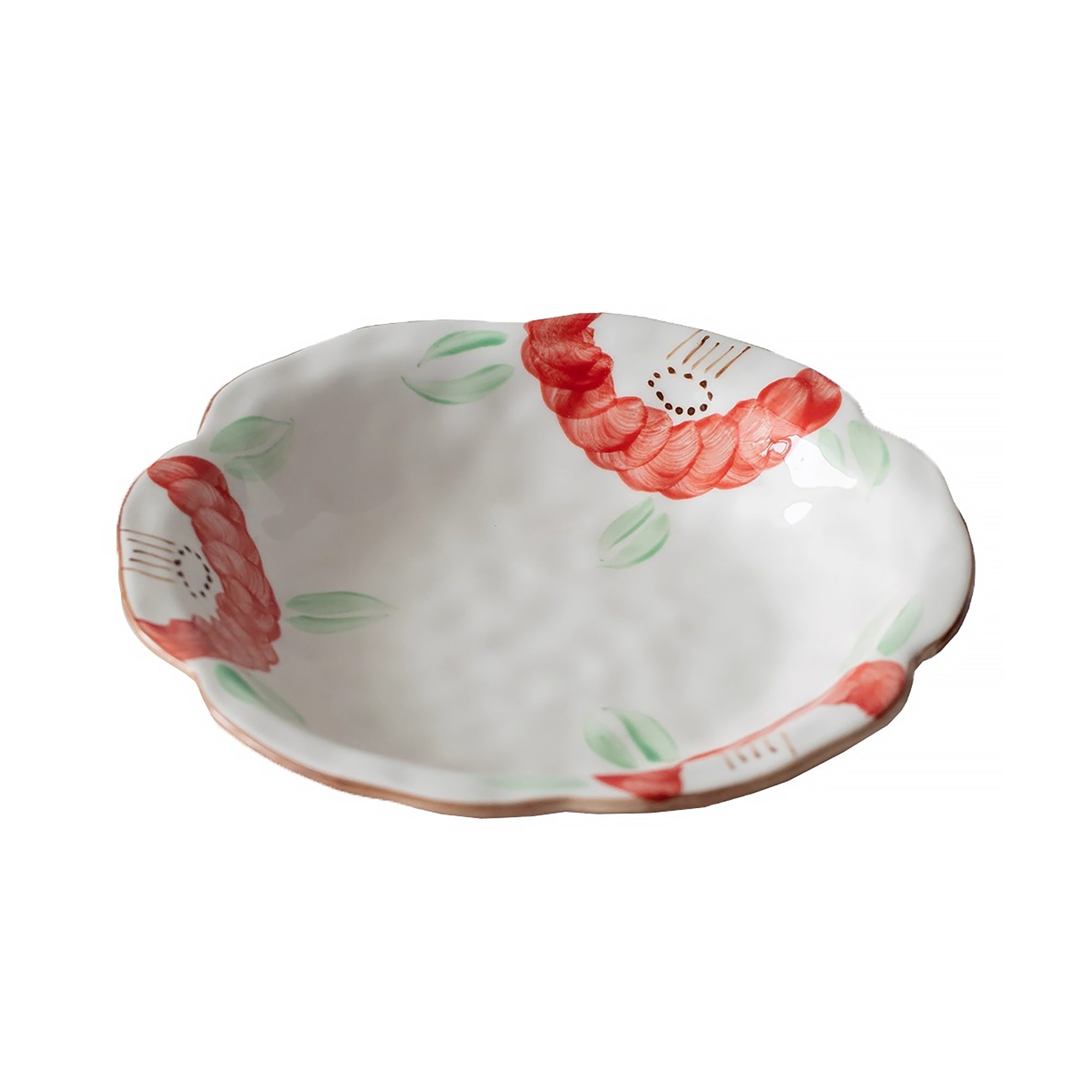 Assiette en céramique Minoyaki style fleurs japonaise