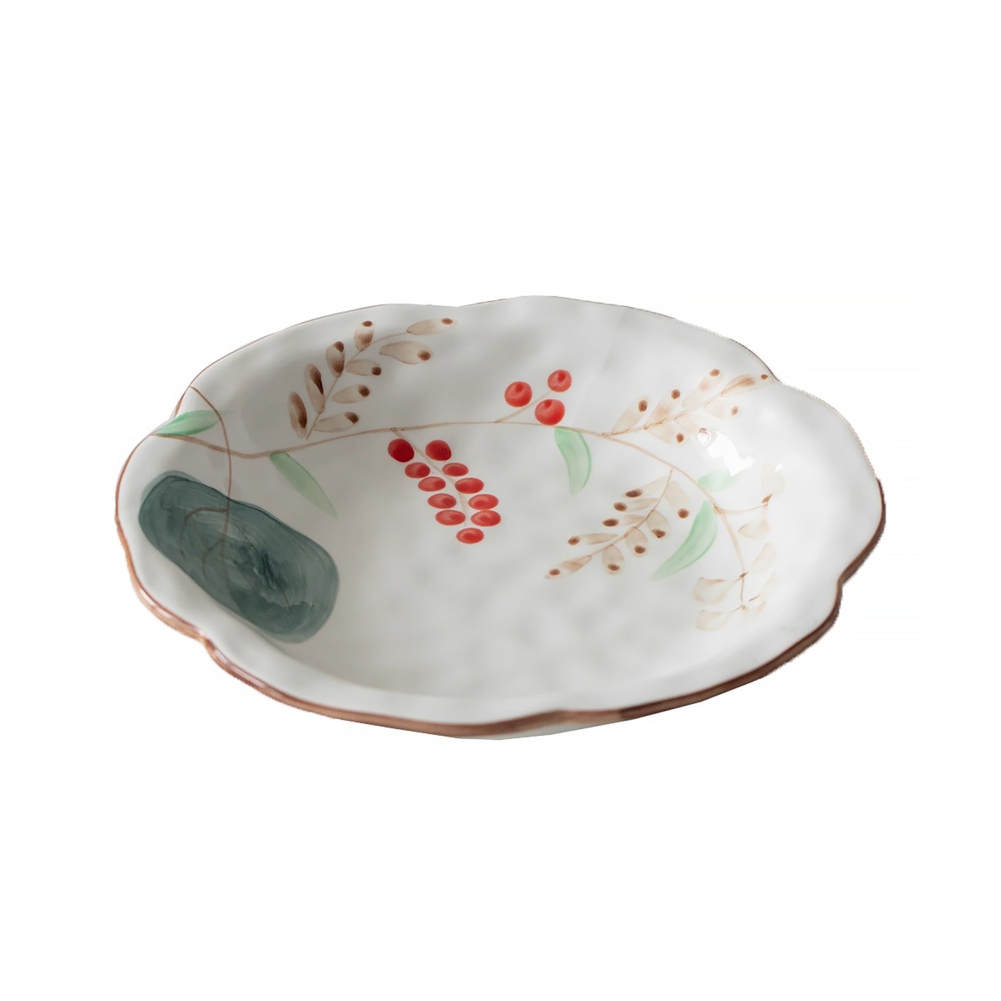 Assiette en céramique Minoyaki style fleurs japonaise